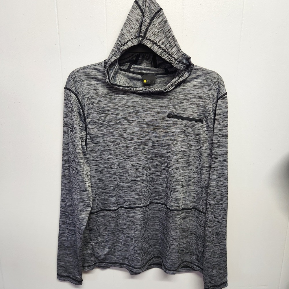 Zella Pullover Hoodie Mens XL Gray Long Sleeve Athletic Zip Pocket‎ Stretch